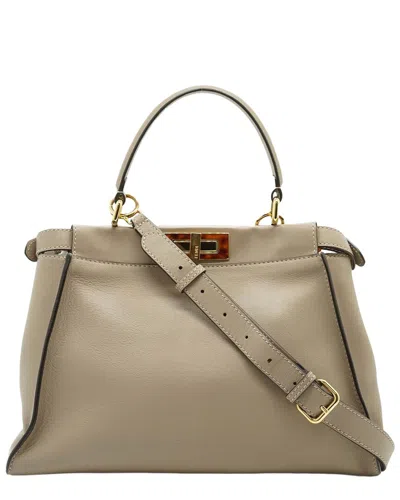 Fendi Leather Handbag Peekaboo (authentic Pre-loved) In Gray
