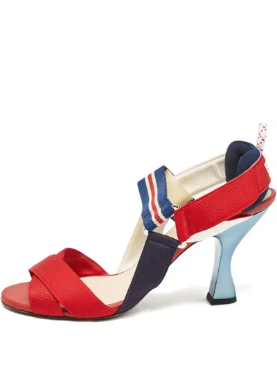 Pre-owned Fendi Leather Heeled Sandals In Red