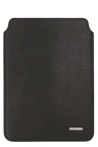 Fendi Leather Ipad Card Case In Black