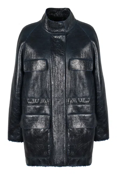 Fendi Leather Jacket In Black