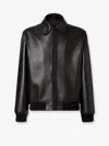 Fendi Pointed-collar Leather Jacket In Black