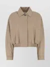 Fendi Leather Jacket With Collared Design And Pockets In Brown