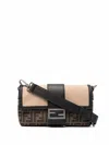 Fendi Leather-jacquard Baguette In Neutrals