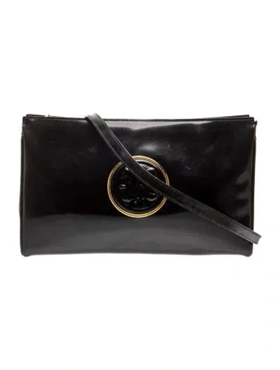Pre-owned Fendi Leather Janus Clutch In Black