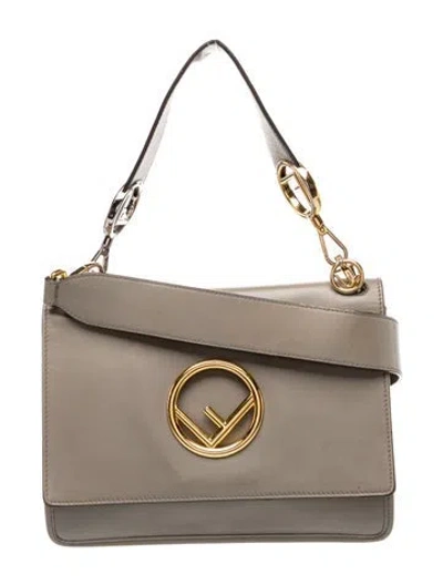 Pre-owned Fendi Leather Kan I F Medium In Neutrals