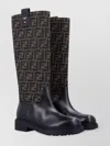 Fendi Tall Boots With Signature Monogram Pattern And Branded Detailing In Black