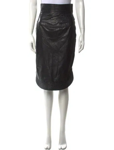 Pre-owned Fendi Leather Knee-length Skirt In Black