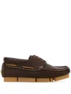 Fendi Chocolate Leather Deck Loafers In Brown