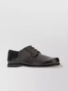 Fendi Leather Lace-up Shoes Squared Toe In Black