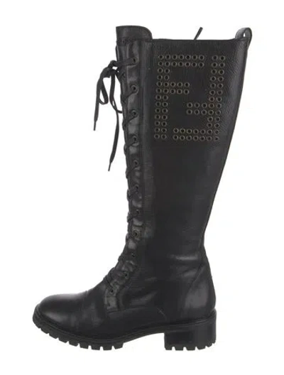 Pre-owned Fendi Leather Lace-up Boots In Black