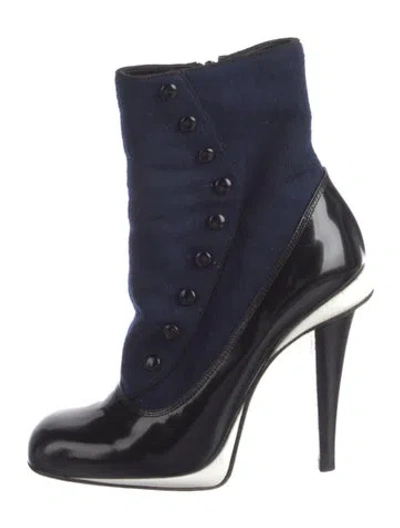 Pre-owned Fendi Leather Lace-up Boots In Blue