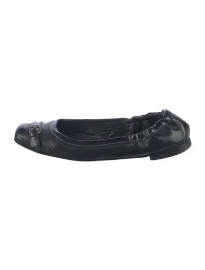 Pre-owned Fendi Leather Lasercut Accents Ballet Flats In Blue