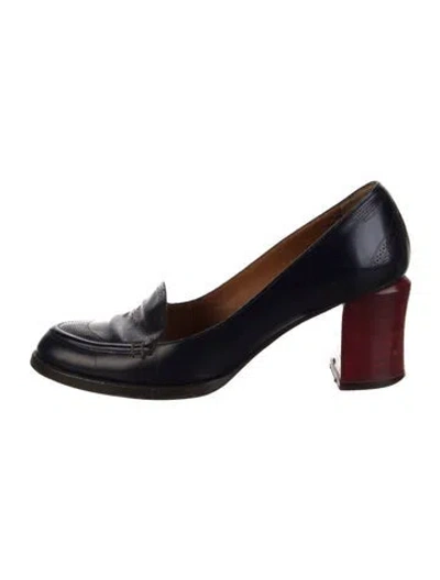 Pre-owned Fendi Leather Lasercut Accents Pumps In Blue