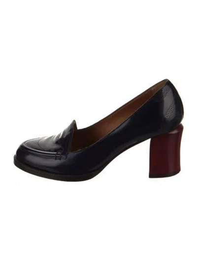 Pre-owned Fendi Leather Lasercut Accents Pumps In Blue