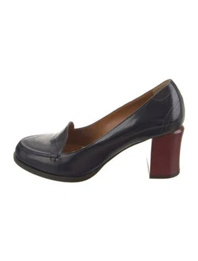 Pre-owned Fendi Leather Lasercut Accents Pumps In Blue