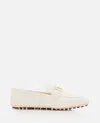 Fendi Hardware Square Toe Studded Sole Loafers In White