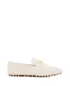 Fendi Hardware Square Toe Studded Sole Loafers In White