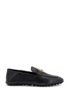 Fendi Black Leather Baguette Loafers With Gold-tone Buckle Detail In Black