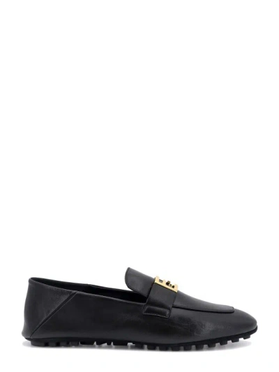 Fendi Leather Loafer With Ff Baguette Buckle In Black
