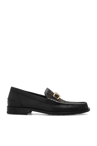 Fendi Leather Loafers In Black