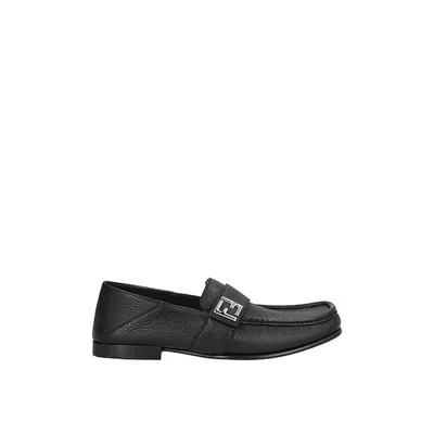 Fendi Leather Loafers In Black
