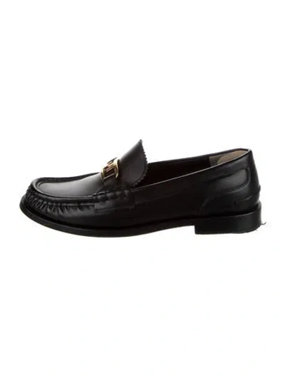 Pre-owned Fendi Leather Loafers In Black