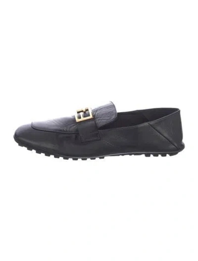 Pre-owned Fendi Leather Loafers In Black