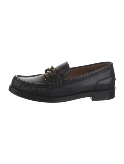 Pre-owned Fendi Leather Loafers In Black