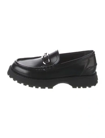 Pre-owned Fendi Leather Loafers In Black