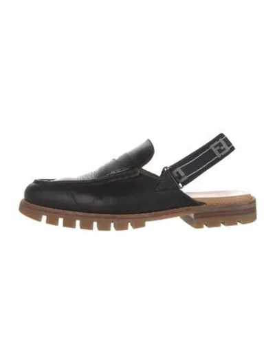 Pre-owned Fendi Leather Loafers In Black