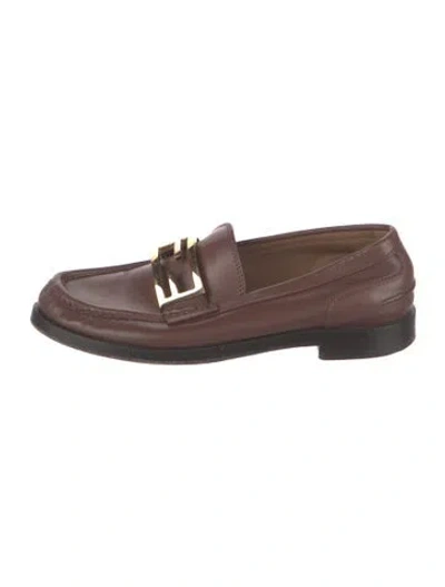 Pre-owned Fendi Leather Loafers In Grey
