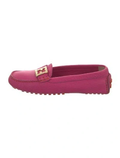 Pre-owned Fendi Leather Loafers In Orange/pink