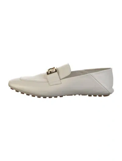 Pre-owned Fendi Leather Loafers In White