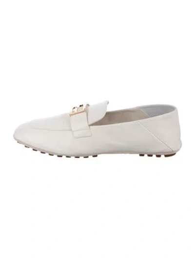 Pre-owned Fendi Leather Loafers In White