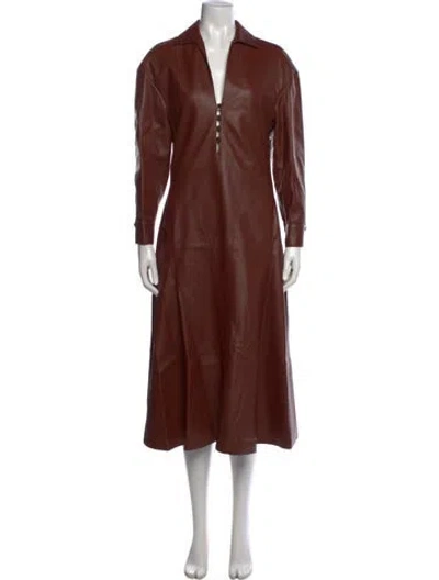 Pre-owned Fendi Leather Long Dress In Brown