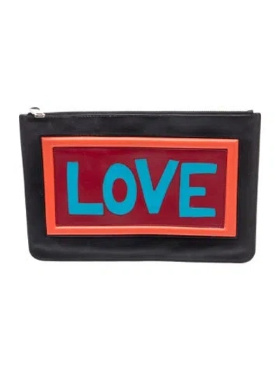 Pre-owned Fendi Leather Love Leather Clutch In Multi