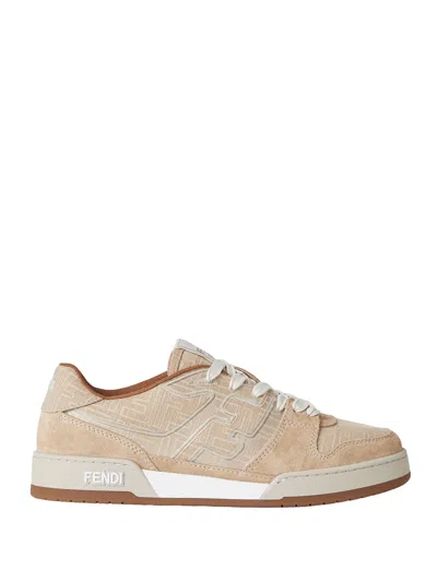 Fendi Beige Logo Low-top Sneakers In Multi