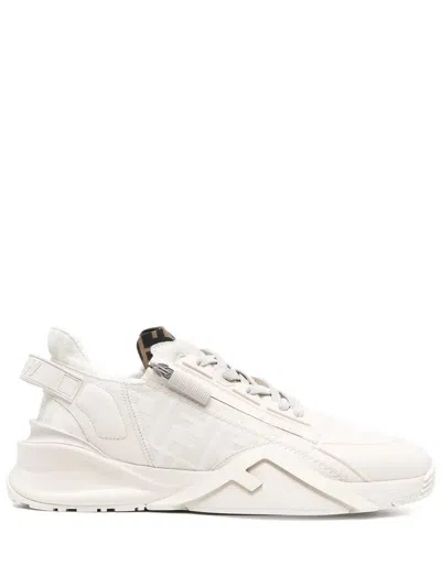 Fendi Leather Low-top Flow Sneakers In White