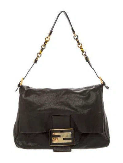 Pre-owned Fendi Leather Mama In Black