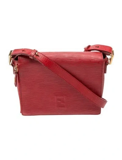 Pre-owned Fendi Leather Messenger Bag Vintage In Red