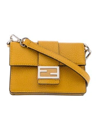 Pre-owned Fendi Leather Micro-baguette In Brown