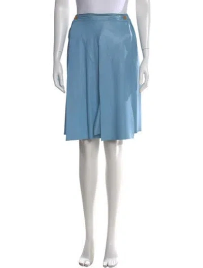 Pre-owned Fendi Leather Midi Length Skirt In Blue