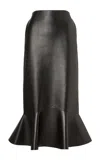 Fendi Ruffled Leather Skirt In Black