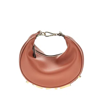 Fendi Leather Mini 'graphy' Bag In Brown