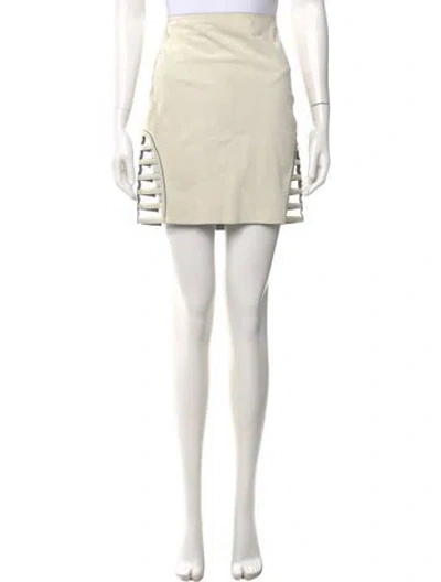 Pre-owned Fendi Leather Mini Skirt In Neutral