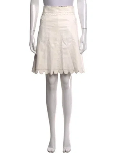 Pre-owned Fendi Leather Mini Skirt In Neutrals