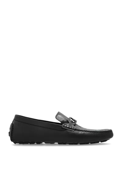 Fendi Leather Moccasins In Blue