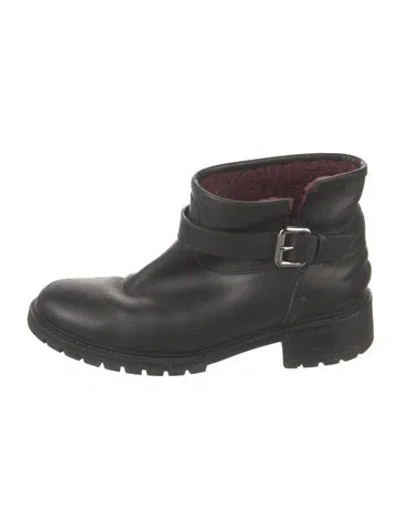 Pre-owned Fendi Leather Moto Boots In Black