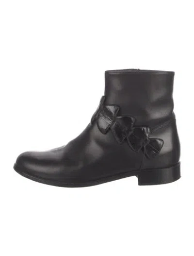Pre-owned Fendi Leather Moto Boots In Black
