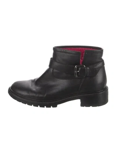 Pre-owned Fendi Leather Moto Boots In Black